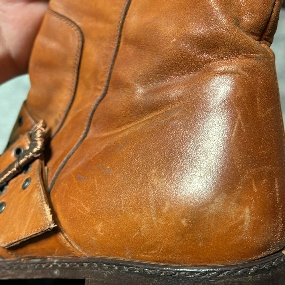 Goffredo Fantini distressed leather knee high brown boots size 37 - Picture 13 of 14